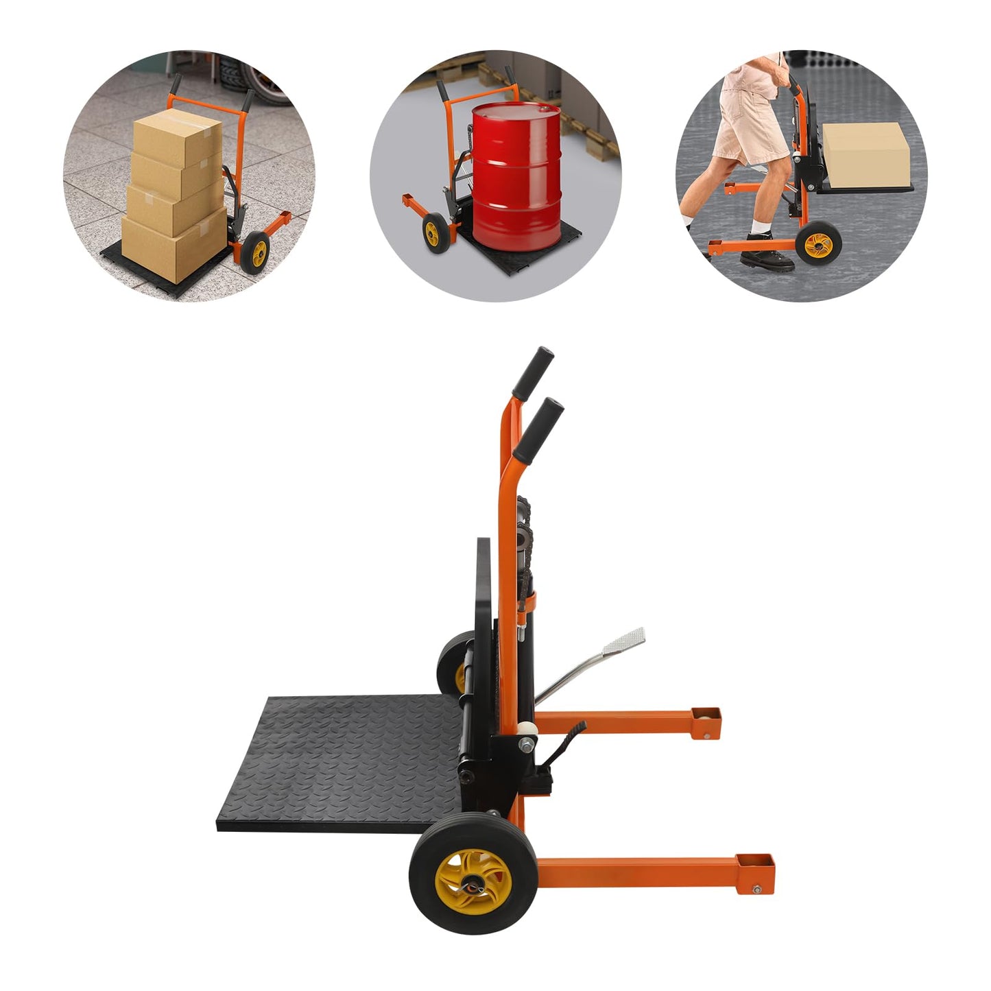 Hydraulic Material Lift Stacker | 441lbs Capacity Adjustable Pallet Truck Dolly with 9" Casters | 3.94-23.6" Fork & 2.36-15.7" Lift Height | Alloy Steel Heavy Duty Hand Truck for Warehouse/Workshop
