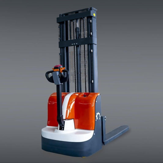 Manual and Electric Pallet Stacker Truck, High Lift Mobile Stackers, Compact Hydraulic Stackers for Warehouse, Factory, Supermarket, Logistics, and Small Space Material Handling