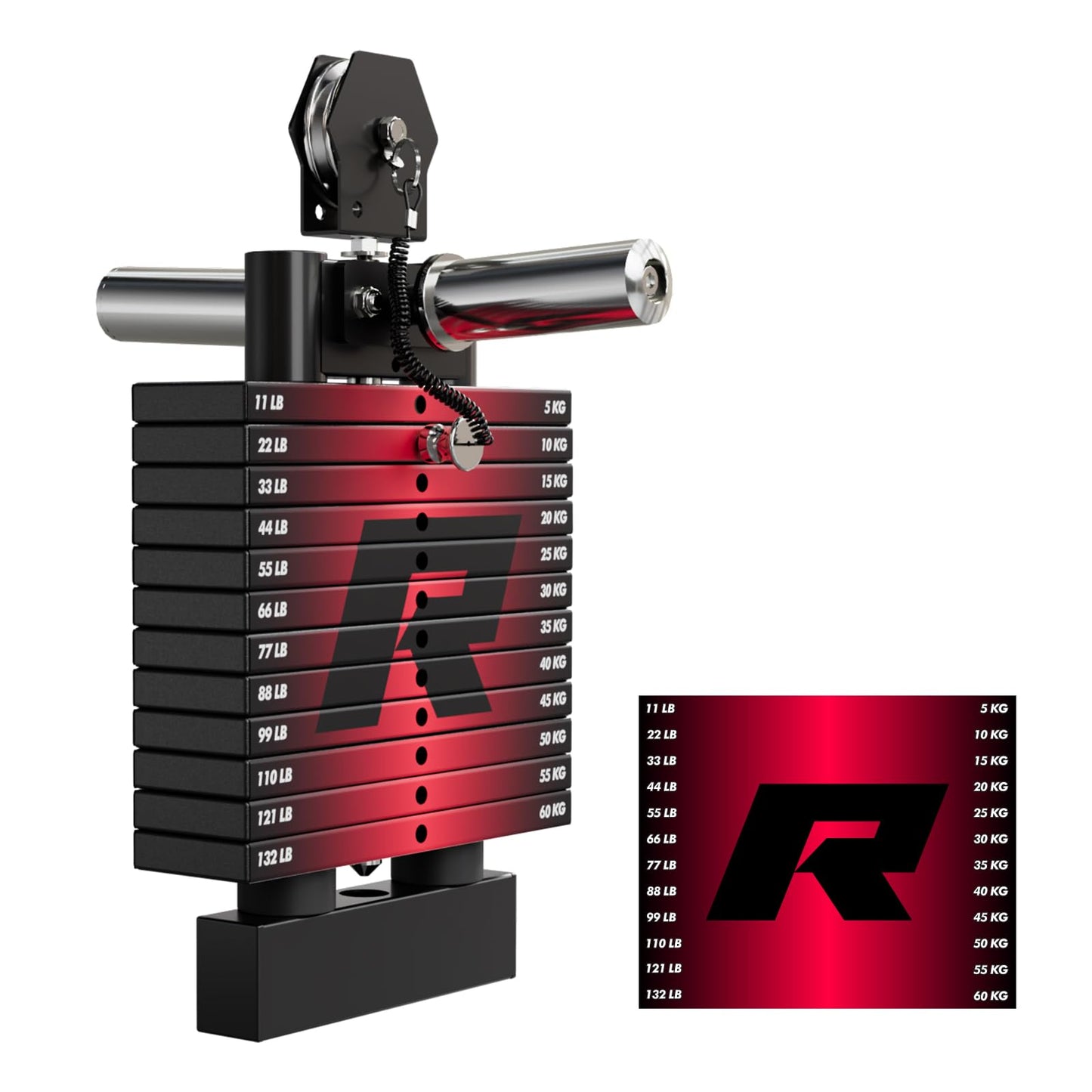RitFit WSM1 Weight Stack Set 286lbs for M1 Smith Machine, Compatible with M1 & M1 Pro Power Cage (Smith Machine with Weight Stack Red)