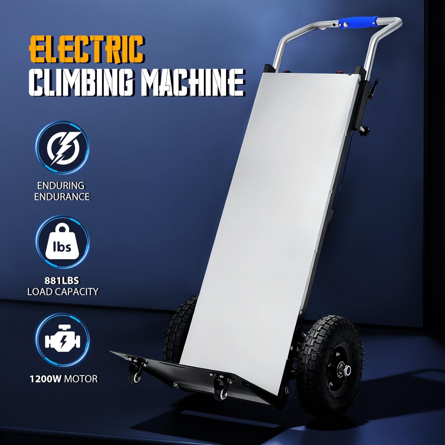 1200W Electric Stair Climbing Cart 900LBS Capacity, Folding Stair Climber Hand Truck with Wheels & Tool Kit, Heavy Duty Motorized Stair Dolly for Moving Furniture, Appliance, Warehouse Logistics