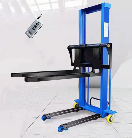 Handling Tools- Semi Electric Forklift Pallet Stacker Hand Truck,Hydraulic Portable Material Lifts Pallet Jack Lift with Remote Control, 1500lbs Capacity 51" /63" Lift Height Adjustable Forks