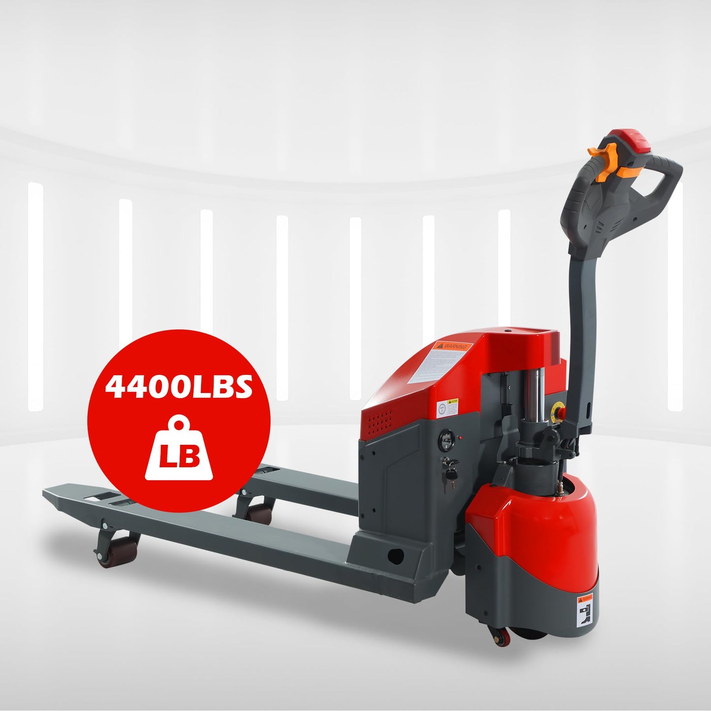 T Tory Carrier Electric Pallet Jack w/Emergency Key Switch 4400lbs Cap. 48" x27" Fork Size Powered Pallet Trucks with Built-in Charger for Narrow Space 2 Units