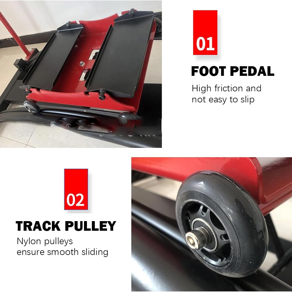 Simulator Ski Machine, Gym Ski Resort Trainer, Indoor Fitness Machine, Leg and Hip Strength Training Equipment, Precise Simulation Skiing (Red)