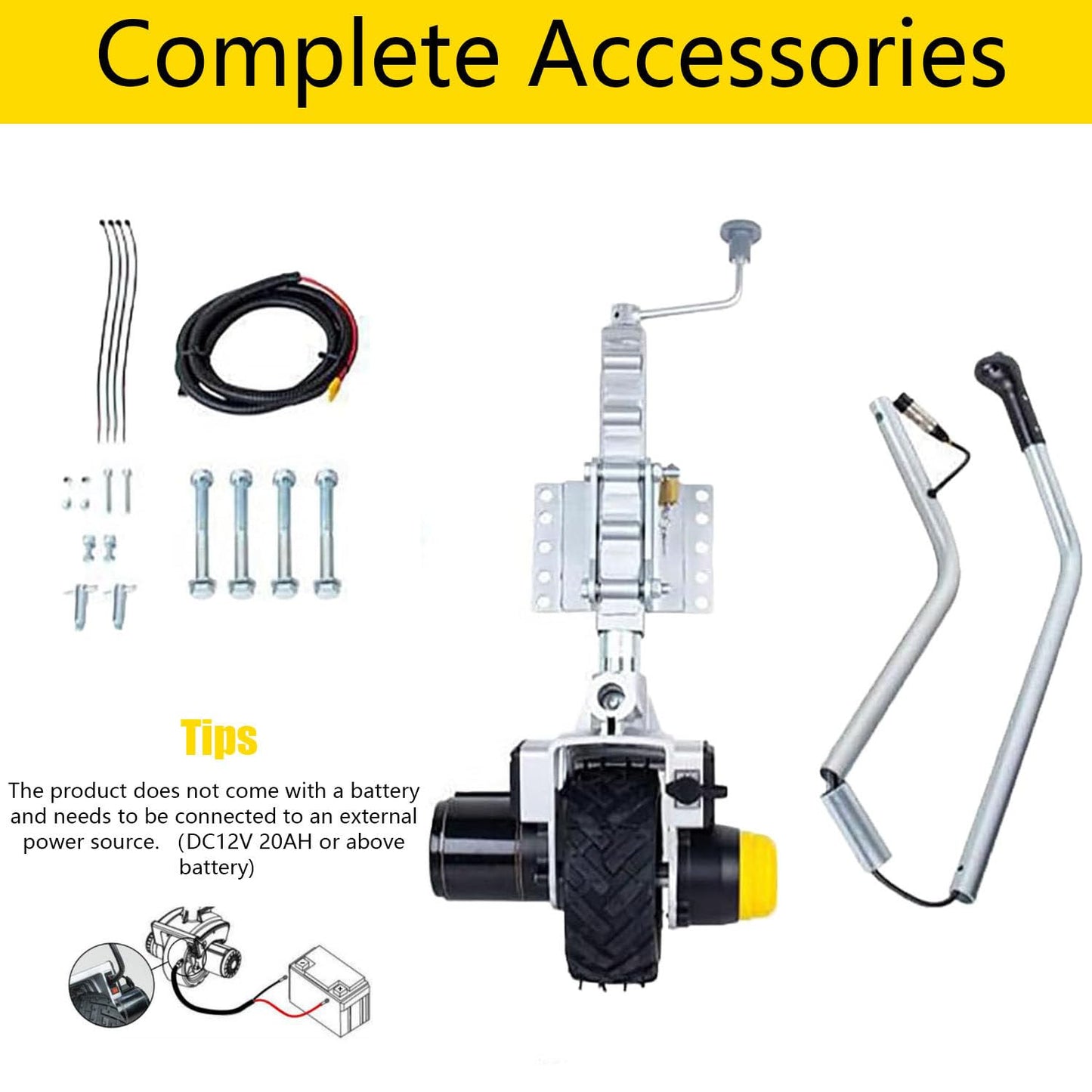 Electric Trailer Dolly, Caravan Mover Trailer Jack with Wheel, Motorized Jack Trailer RV Motor Mover, Adjustable Height,Universal Fit for Trailer, Caravan, Boat