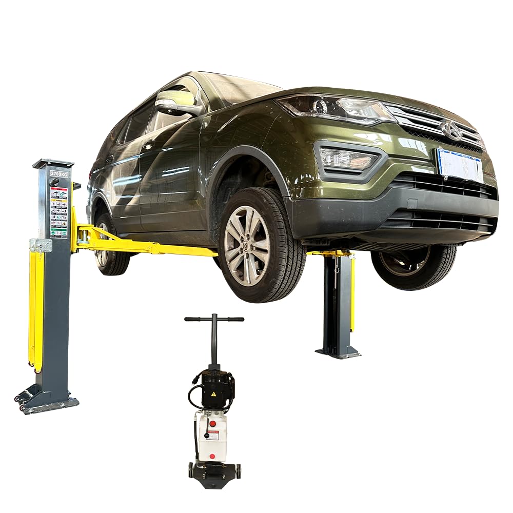 2 Post Car Lift 7000lbs, 8000lbs Tested Heavy Duty Hydraulic Auto Vehicle Truck Lift with 2+3 Adjustable Arm Design, Safety Lock and Rubber Door Protectors, for Garage and Workshop, 110V