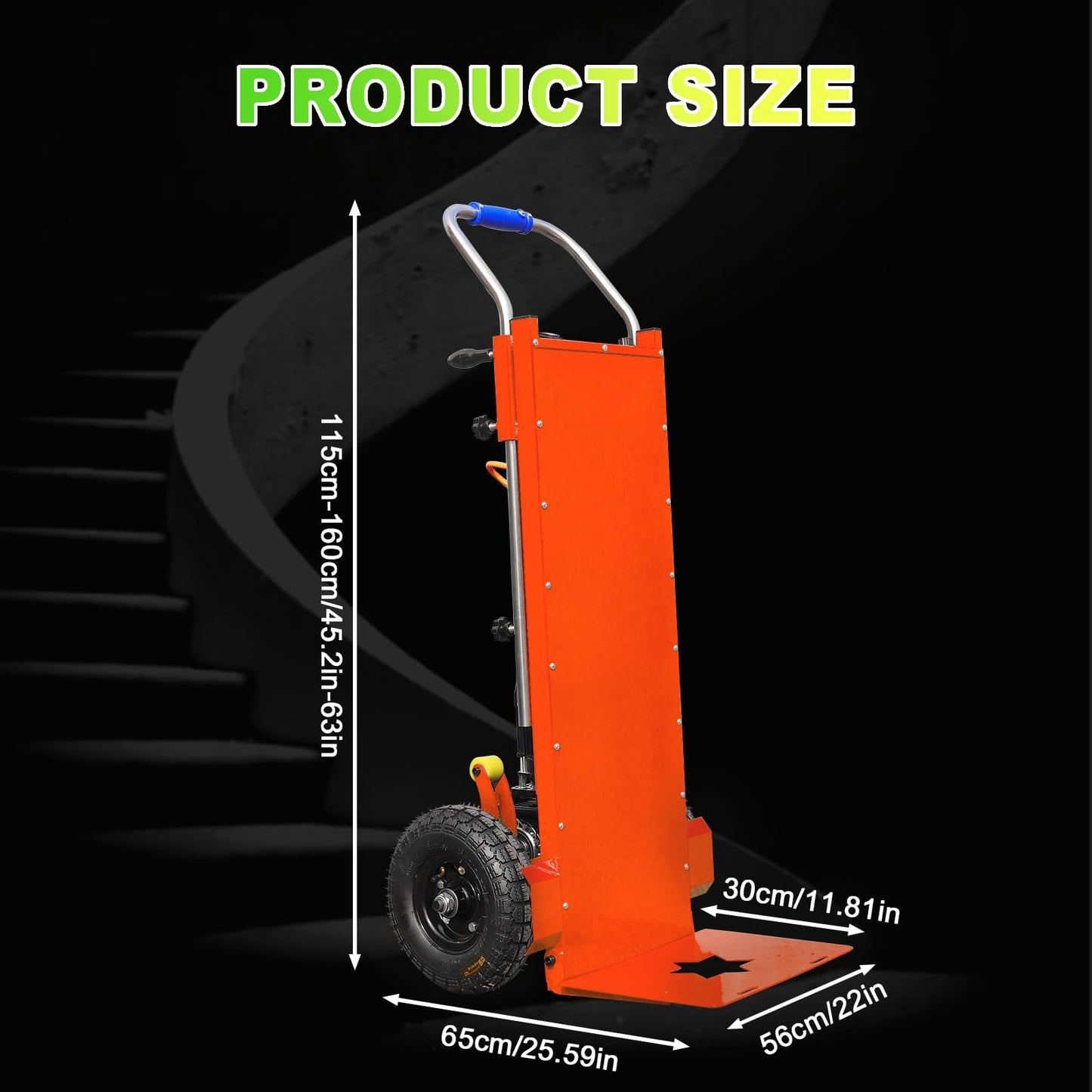 Electric Stair Climbing Dolly, Easy Up/Down with Foldable Design, 900lbs Capacity Heavy Duty, 1500W Hand Truck for Moving Furniture Fridge&Logistics Distribution (Orange, 1 Battery)