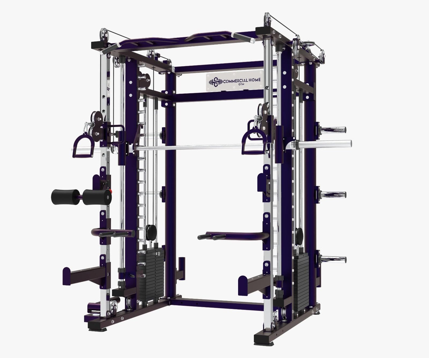 2025 Commercial Home Gym Smith Machine 2.0 - Smith Machine w/ Cross Cables - Built in 352 lbs Stack Weights - Midnight (Black w/ Hint of Purple) - Standard