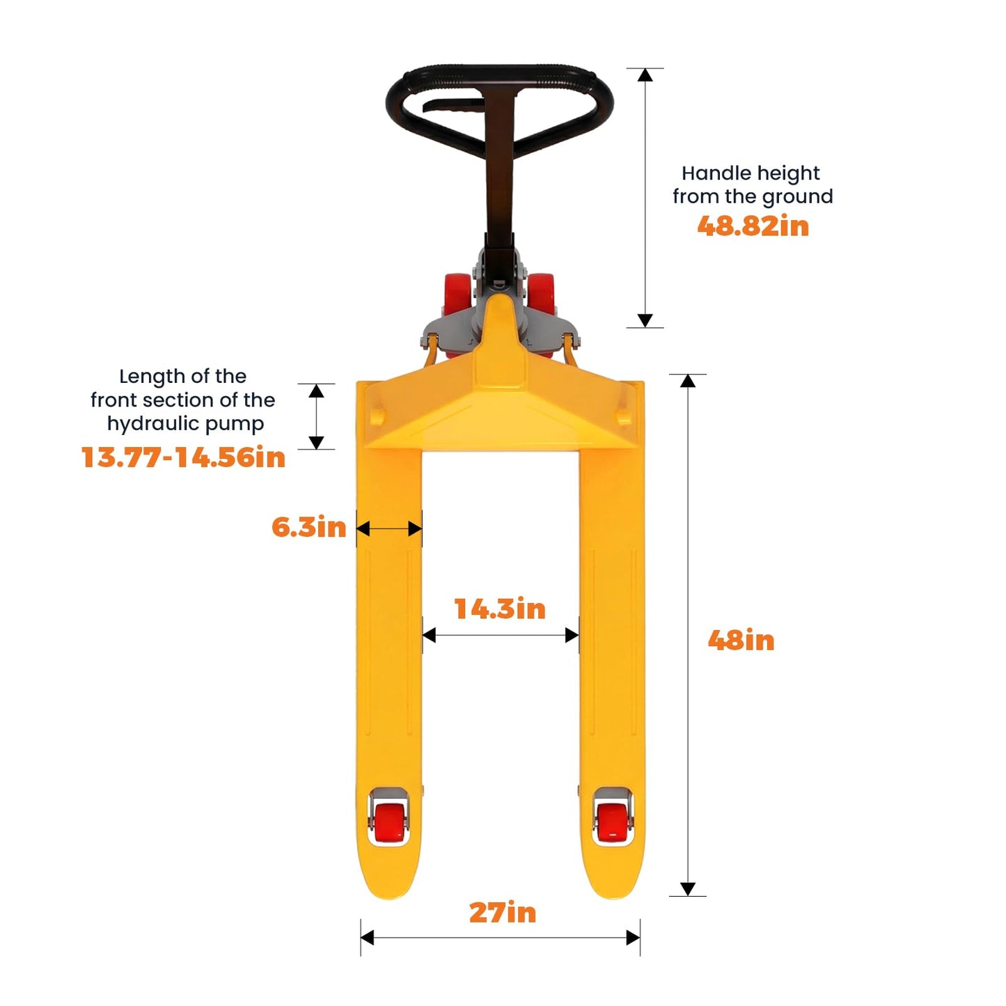 LTMG Pallet Jack, 5500 lbs Capacity Manual Pallet Truck with 27" W x 48" L Forks PU Wheels Industrial Duty Pallet Trucks for Warehouse, Factory, Logistics, Workshop