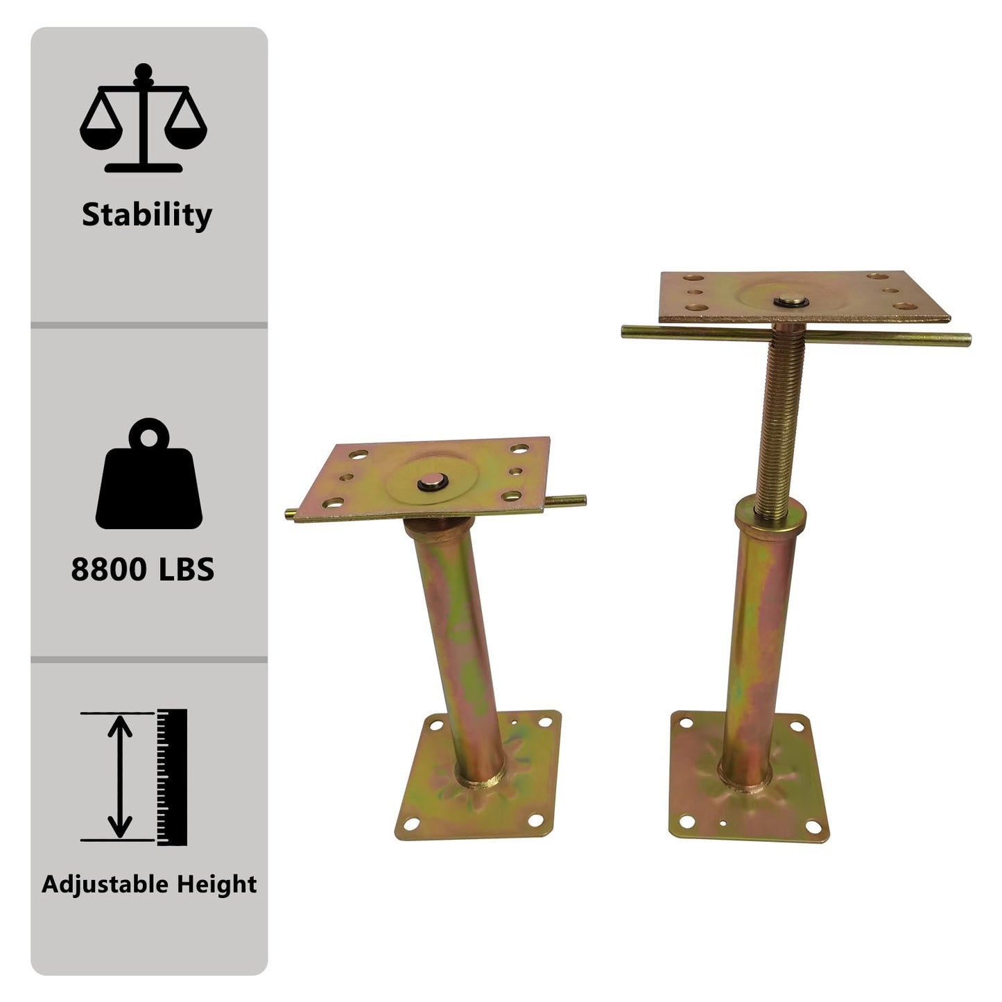 ZANURA 11" - 16" Adjustable House Floor Wall Jack Post Pole Rod Fit for Leveling Lifting Framing Basement Crawlspace Beam Roof, 4 Pack