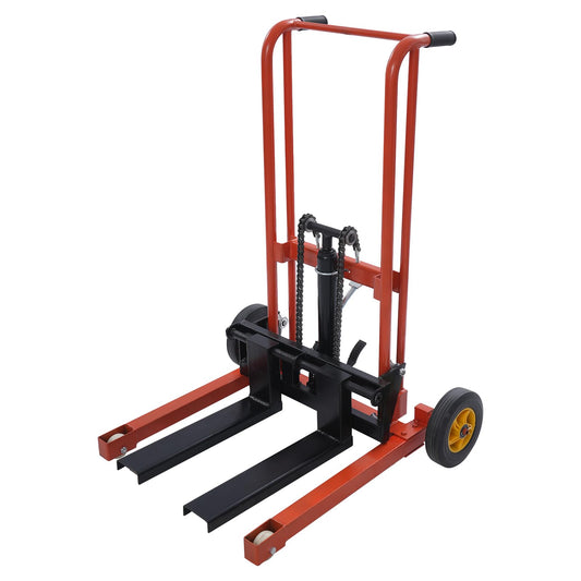 Hydraulic Material Lift Winch Stacker 450 Lbs 36" Max Lift Pallet Truck Dolly with Swivel Casters, Adjustable Lifting Height Lift Table with Removable Flat Bed