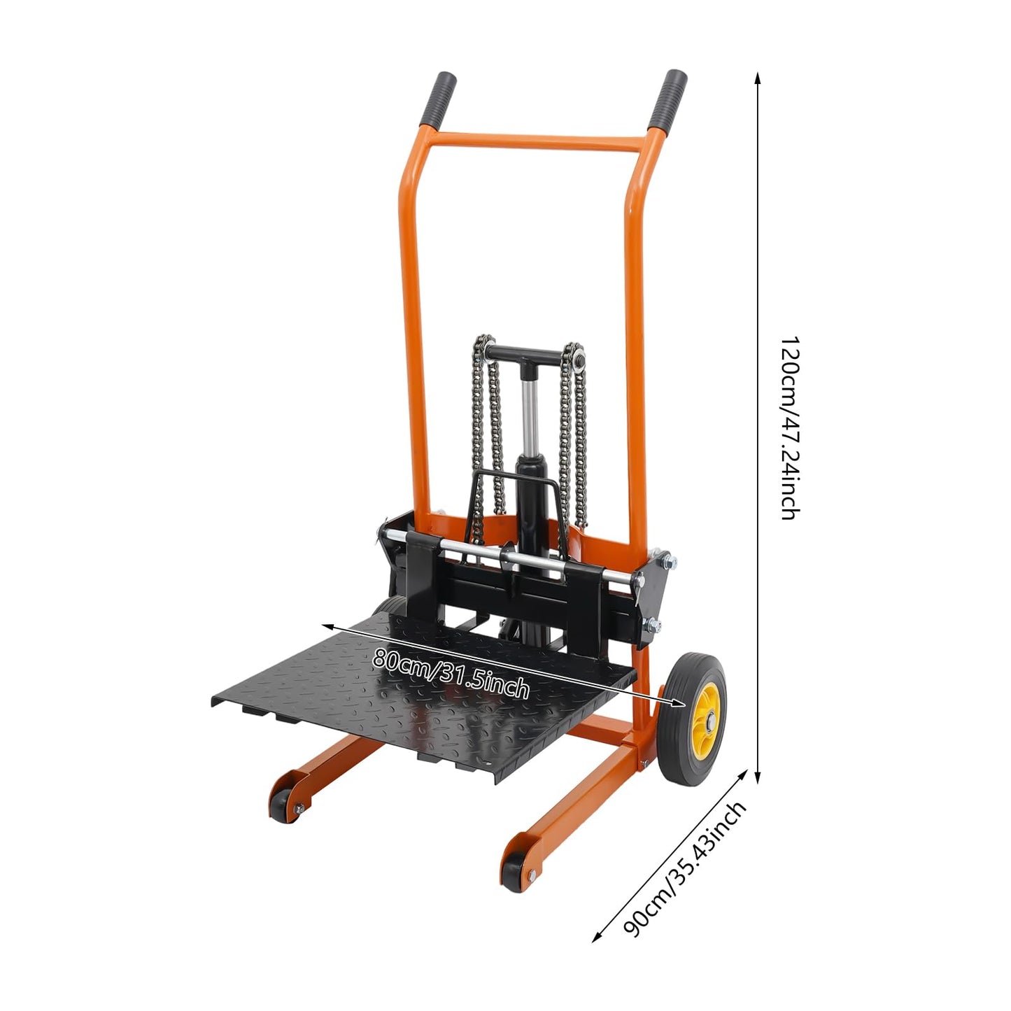 Hydraulic Material Lift Winch Stacker, 577 Lbs Adjustable Lift Stacker,Pallet Truck Dolly Lift Table Fork Lift with Removable Lifting Plate (31.5 * 35.43 * 47.24 in)