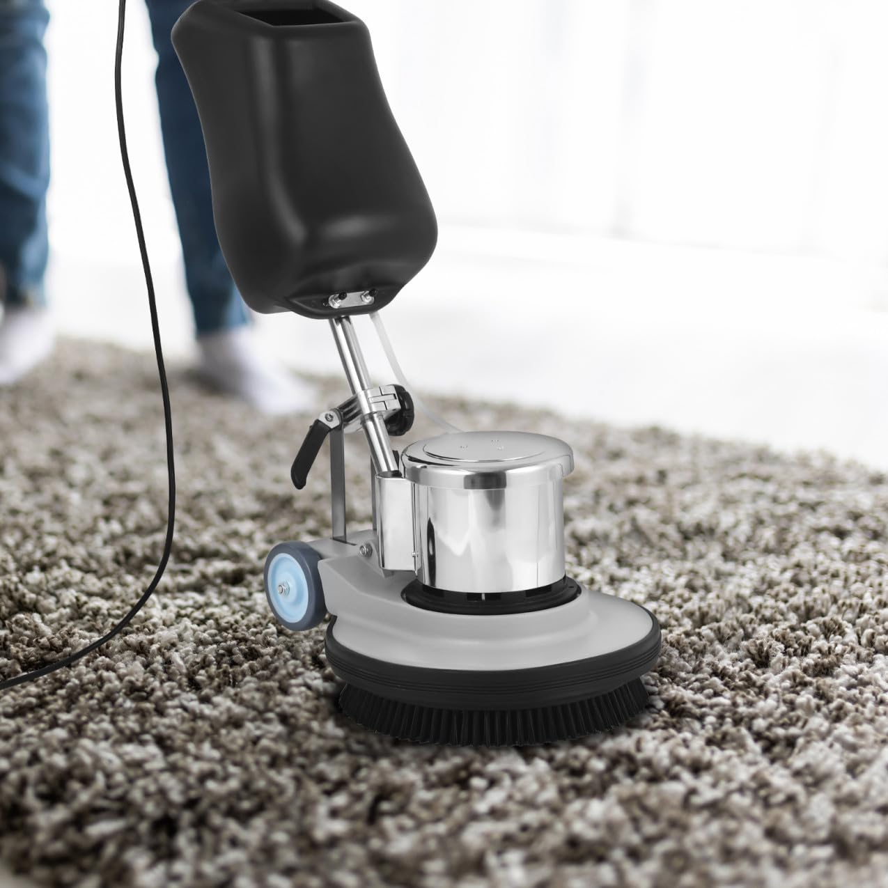 TOPPERFUN Commercial Floor Scrubber And Polisher: 1100w Heavy Duty Multi Purpose Electric Scrubber And Polisher, Speed 175, 17" Base Plate Diameter for Hardwood, Tile And Commercial Carpet Cleaning