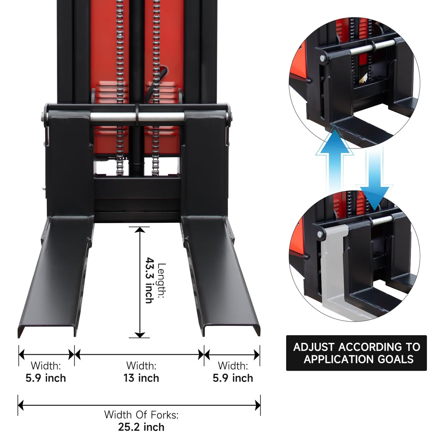 DMC-FPPS 3300lbs Semi-Electric Pallet Stacker, 98" Lifting Height Wakie Stacker, Fixed Legs Material Lift with Adjustable Forks