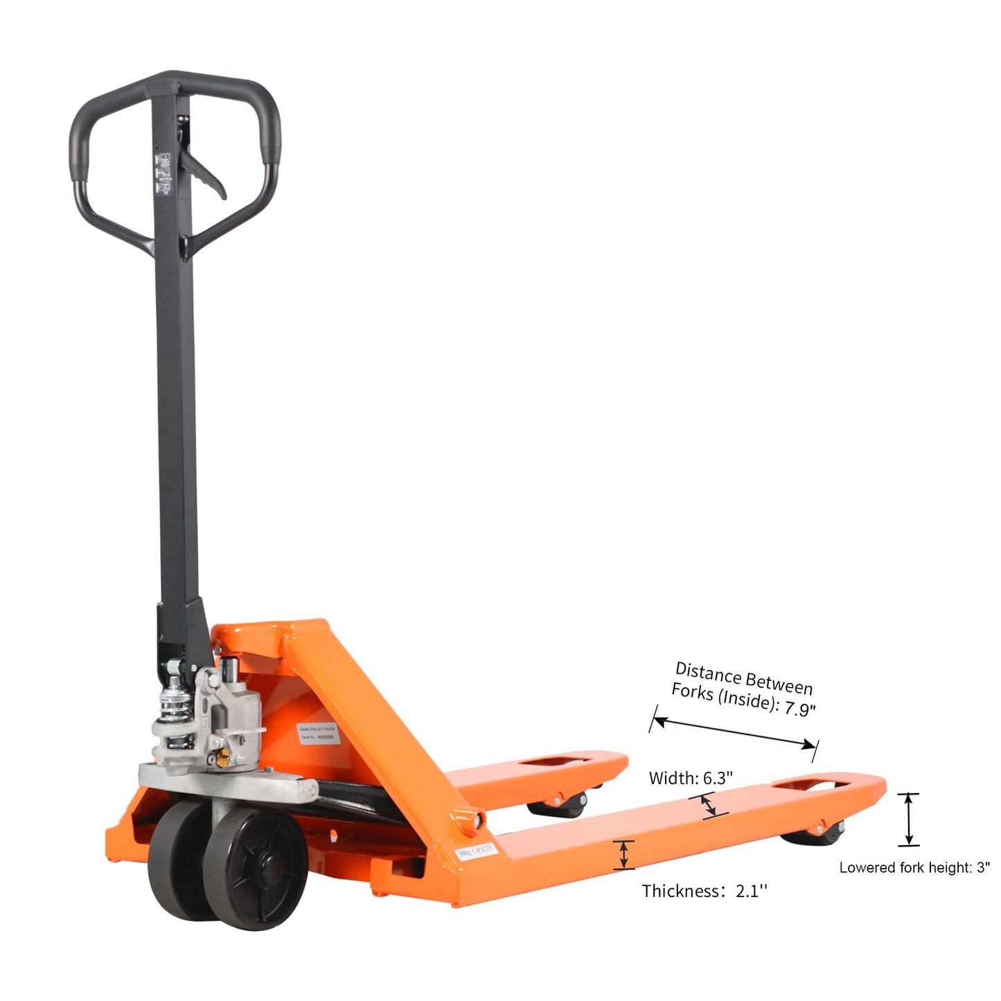 Tory Carrier Pallet Jack Truck 5500 lbs Capacity, 21" x 48" Forks, Heavy Duty Manual Pallet Truck with Non-Marking PU Wheels for Narrow Aisles Warehouse, Workshops