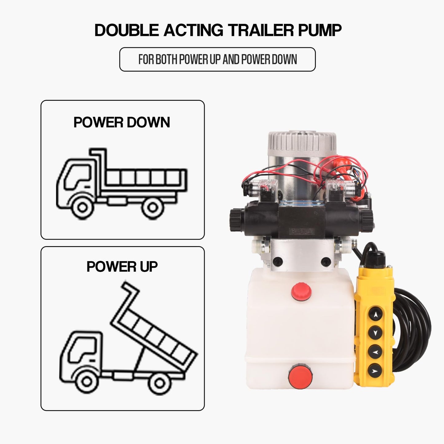 Doppy 4.5 Quart Hydraulic Power Unit,Double Acting Hydraulic Pump, 3200 PSI 12V DC Plastic Reservoir Hydraulic Pump Unit for Dump Trailer Car Lifting Platforms