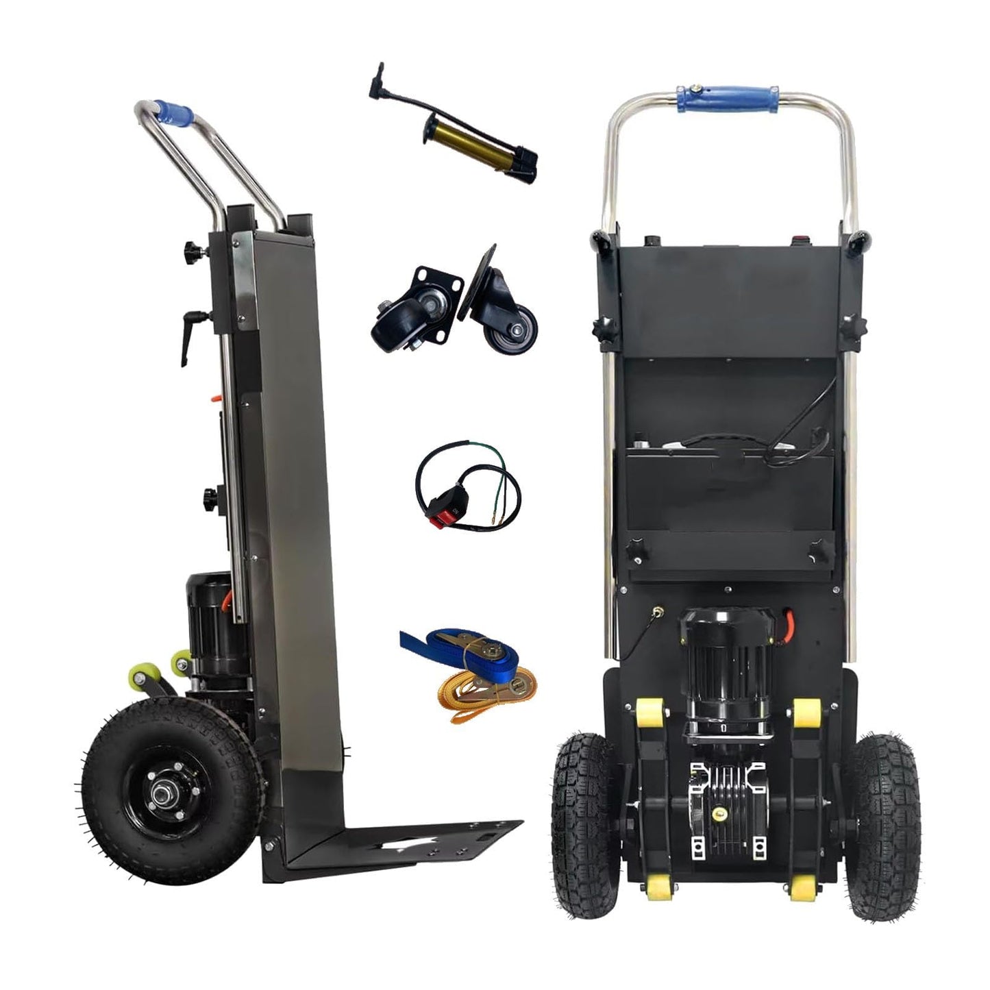 WMWZPYH Electric Stair Climbing Dolly, 1000W Brushless Motor, Powered Stair Climbing Hand Trucks for Easy Moving Industrial Use, 881LB Max Load Capacity Heavy Duty Stair Climber(Black)