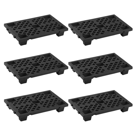 Jeracino Plastic Pallet, Plastic Storage Pallet With Interlocking Design, Plastic Floor Pallet, 23.6 x 15.7 x 3.9" 6-Pack, Plastic Pallet Platform With Waterproof Grids, Plastic Shipping Pallet, Black