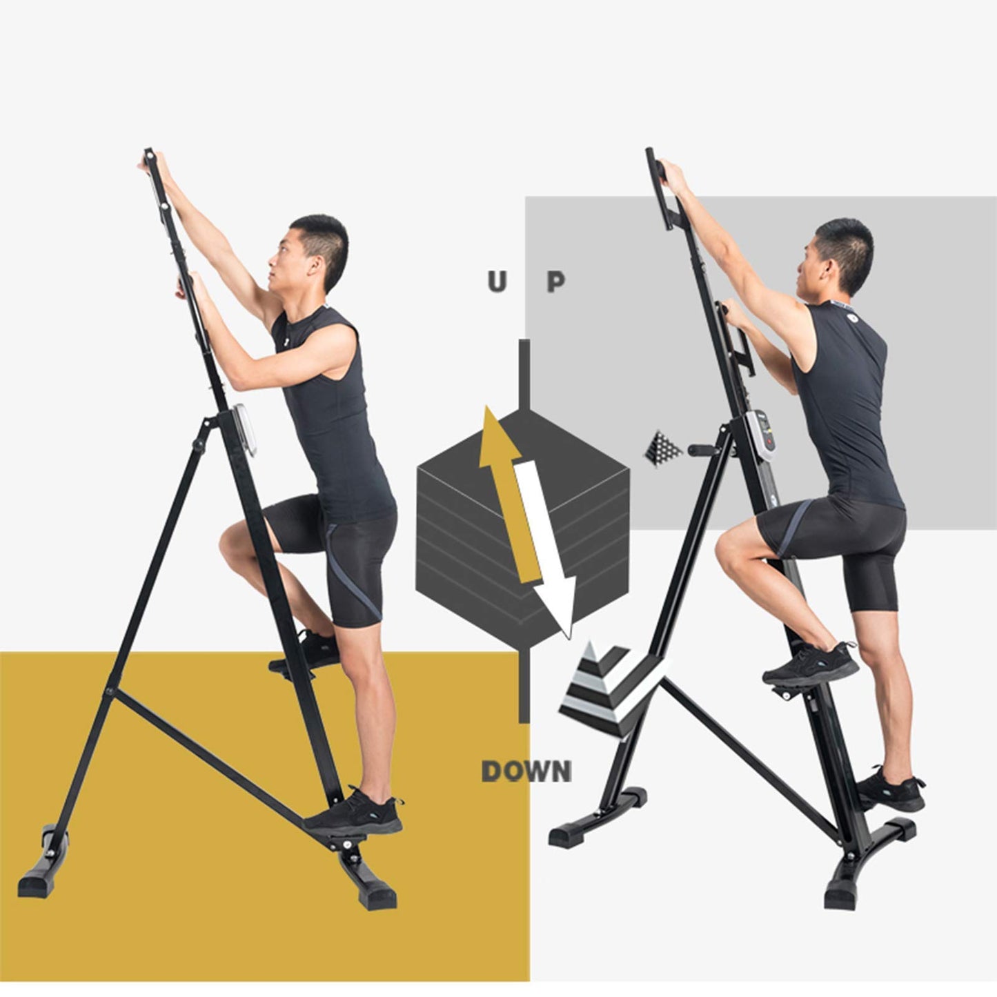 Foldable Stair Stepper Adjustable Step Machine Vertical Climber Exercise Fitness Equipment for Home Gym Cardio Climbing
