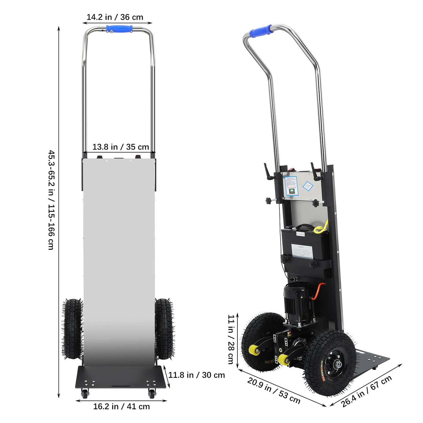 Hemobllo Electric Stair Climbing Cart: Heavy Duty Cart 881lbs Capacity 1200w Motorized Folding Stair Climber Hand Truck with Adjustable Height for Moving Fridge Furniture Appliances