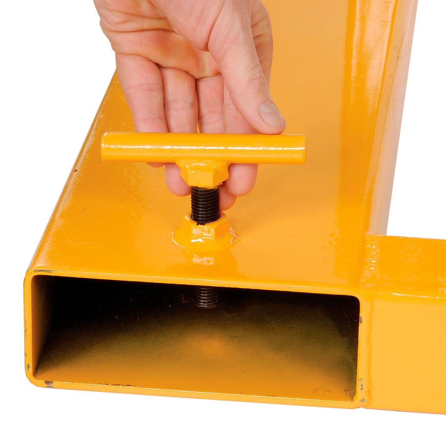 Global Industrial Forklift Tilting Drum Dumper with Pull Chain, 1500 Lbs Capacity,For Use with 55 Gallon Drums, Steel Construction, Yellow Powder Coat Finish