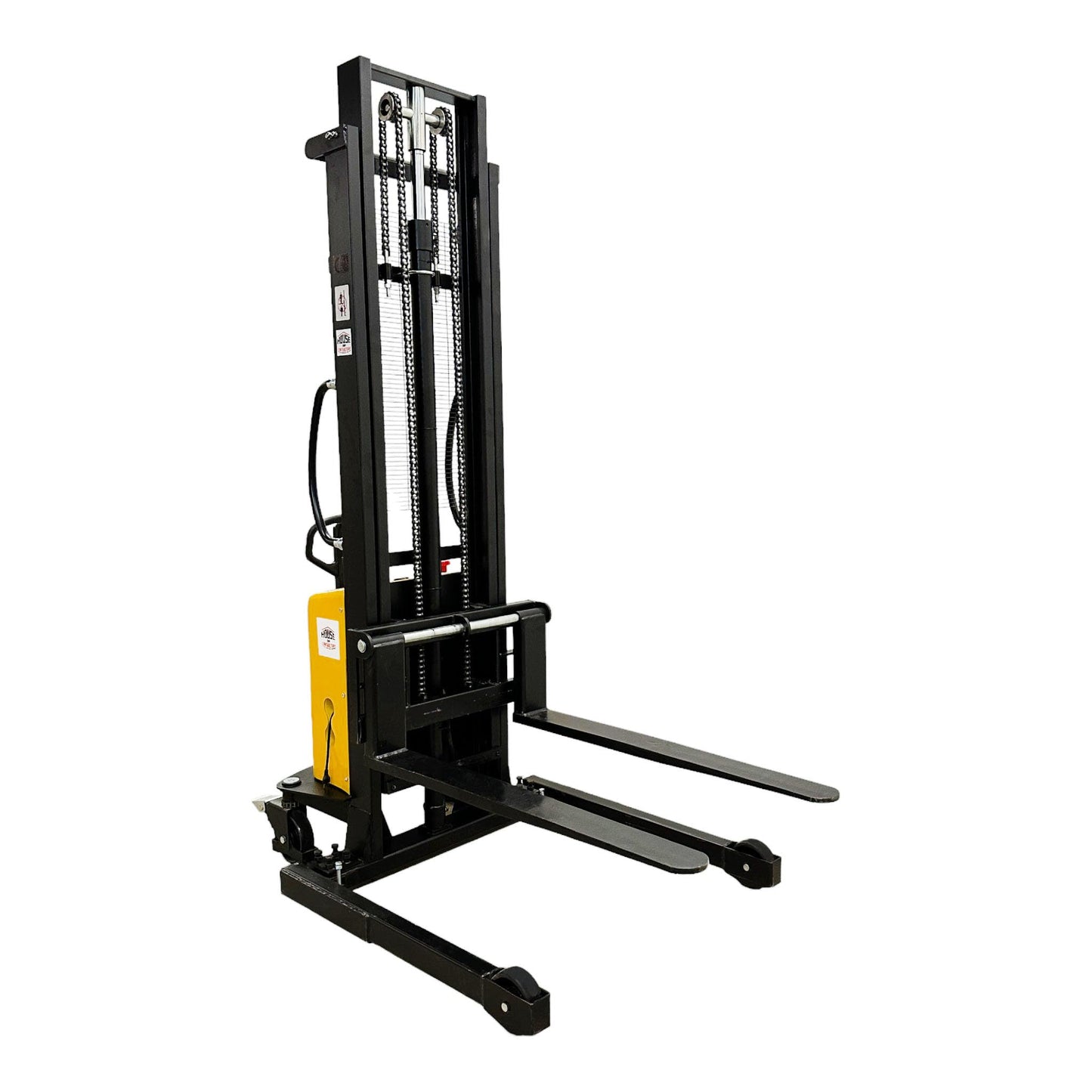 HOC EMS1035W SEMI Electric Wide Leg Pallet Stacker 2204 LBS 1000 KG Load Capacity + 138 INCH Height Capacity + Adjustable Frame Legs - North American Made