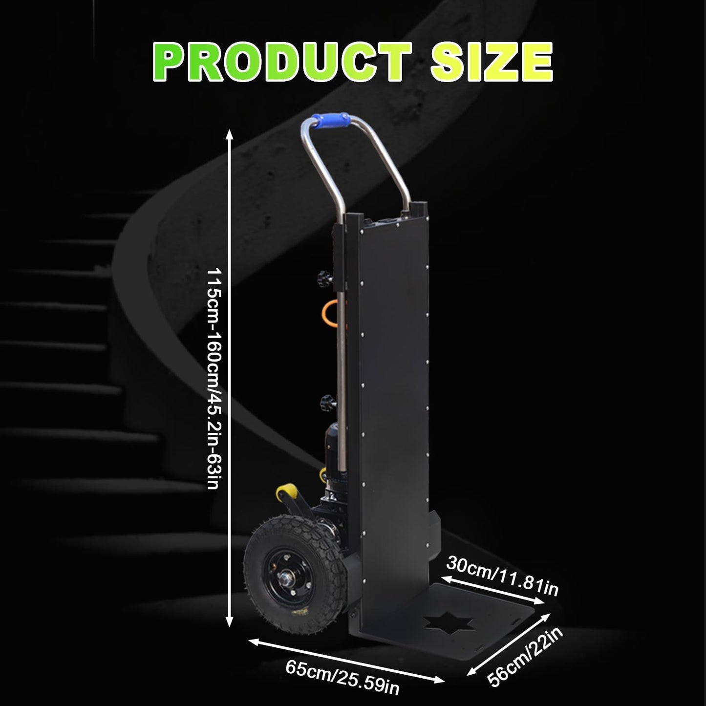 1500W Electric Stair-Climbing Hand Truck | 900lbs Heavy-Duty Load | 3-Mode Folding & Telescopic Handle | Furniture Mover w/Stair-Climber Tech (Black, 1 Battery)