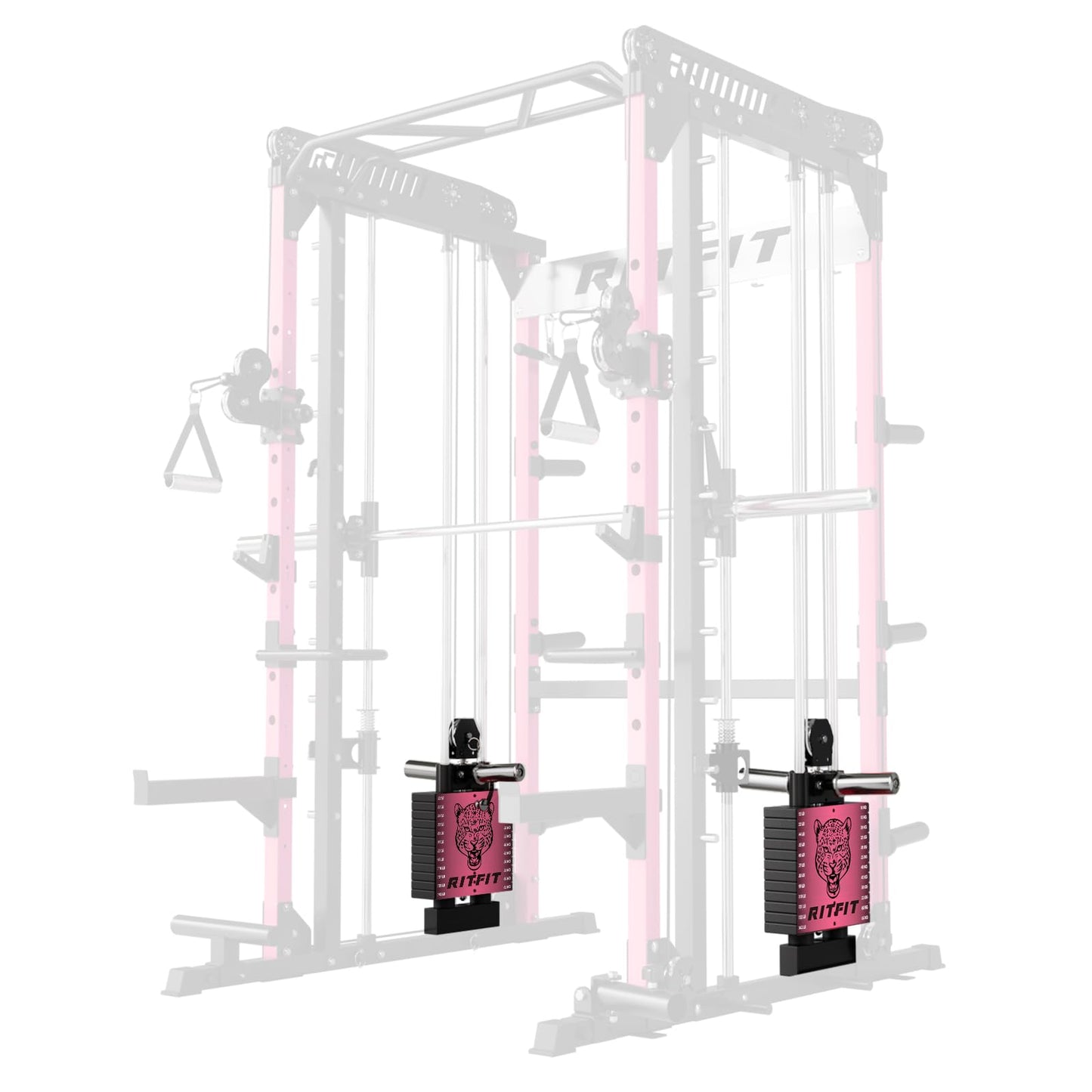 RitFit WSM1 Weight Stack Set 286lbs for M1 Smith Machine, Compatible with M1 & M1 Pro Power Cage (Weight Stack Pink Only)