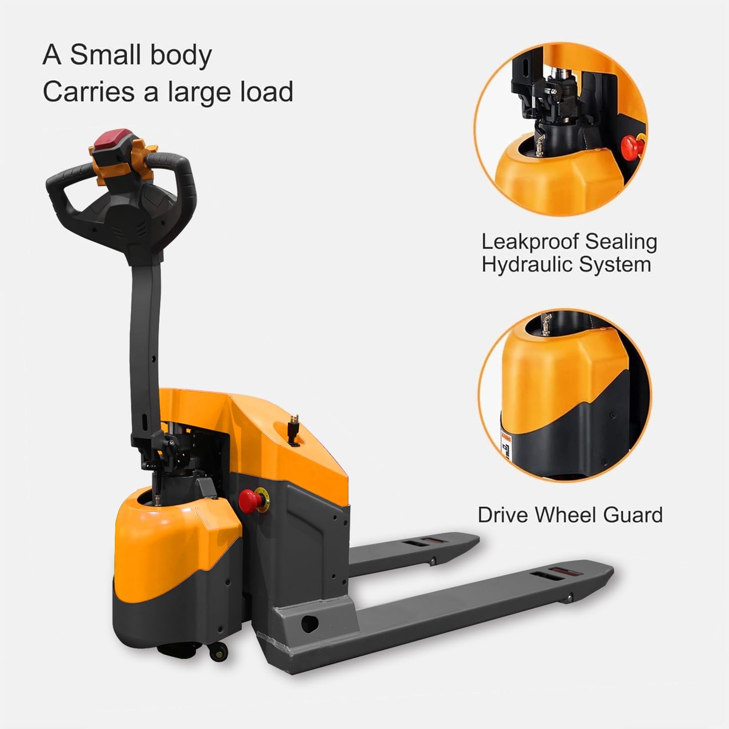 Apollo Electric Pallet Jack Truck 4400 Lbs. Capacity 48 x 27 Forks Powered Wakie Pallet Trucks with Multi-Functional Handle