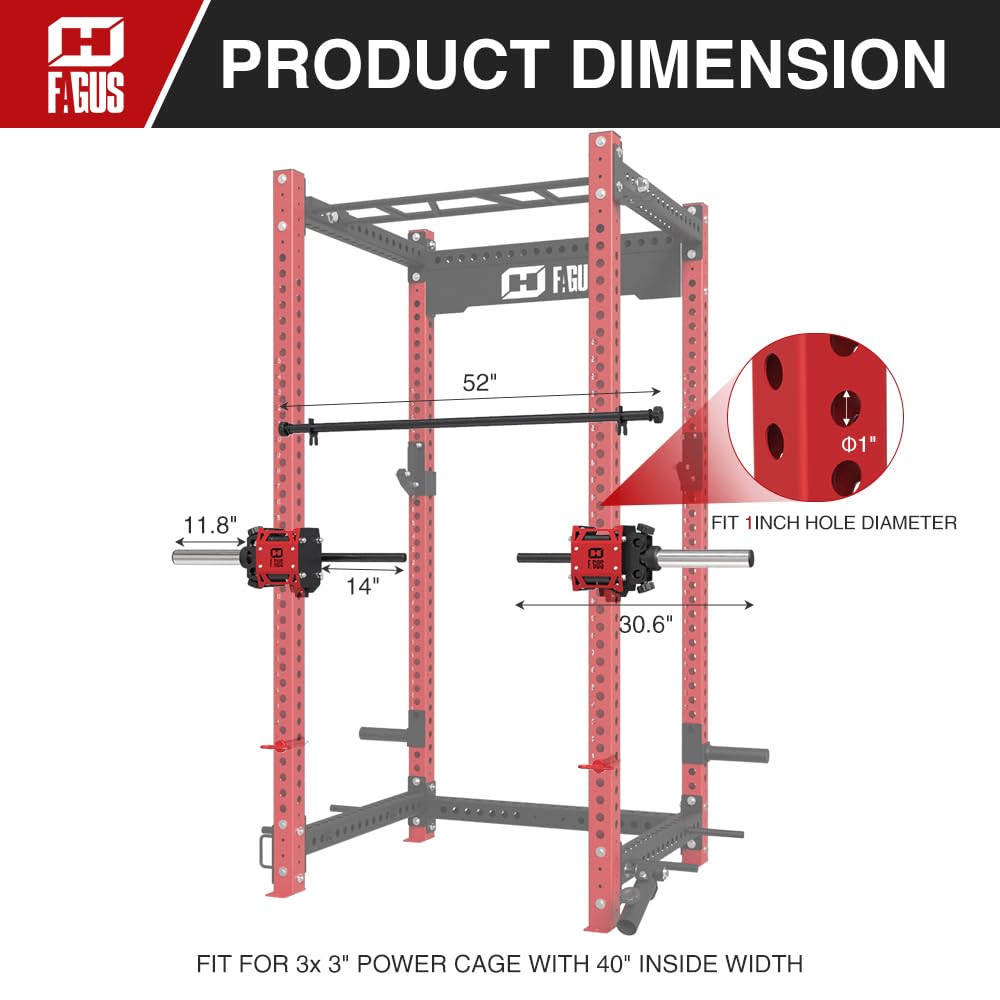 FAGUS H Portable Smithe Attachment for 3"x 3" Power Cage, Easy-Detachable Smithe Machine with Smithe Bar & Grip Handles for Bench Press, Weight Lifting, Squat, Iso Smithe Row, Shoulder Press, Red