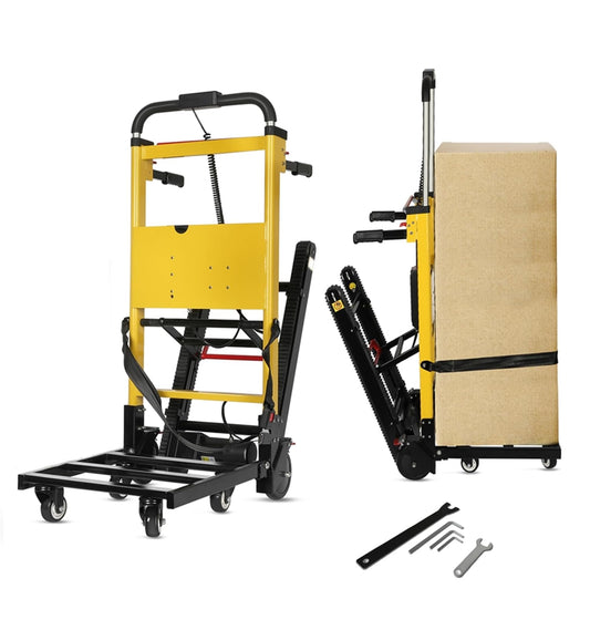 Electric Stair Climbing Hand Trucks Dolly Cart, 441lb Max Load Heavy Duty, 120W Motor Powered Stair Climber Dolly Cart with 6 Wheels Motor Battery Powered for Furniture Family Logistics Warehouse