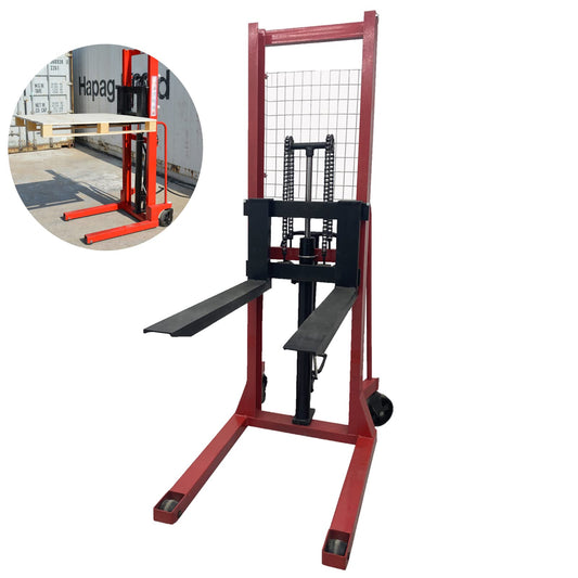 TECHTONGDA Manual Pallet Stacker, Hydraulic Hand Pallet Forklift, Material Lift Winch Stacker, 2200lbs Capacity, 63inch Lifting Height, Lift Truck Dolly for Warehouse & Factory