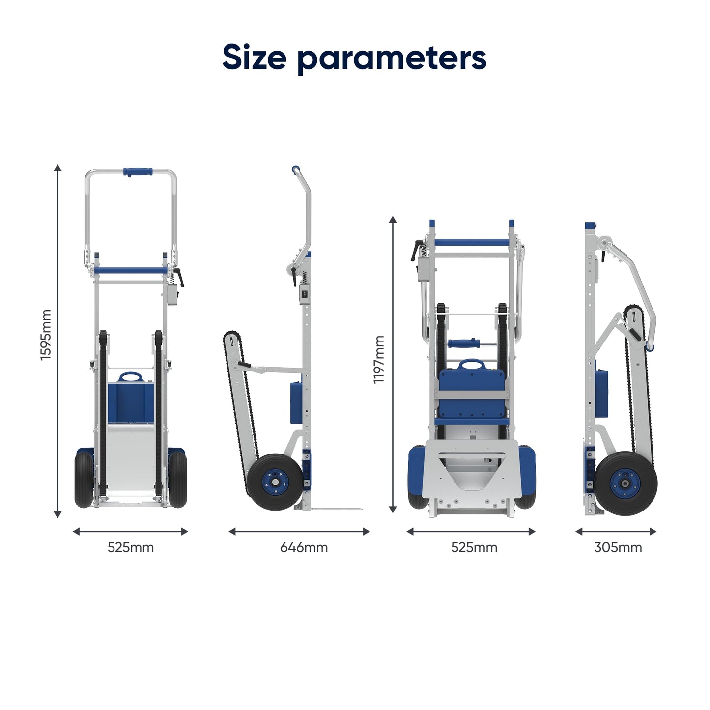 Powered Track Stair Climbing Hand Truck with Brakes 330 lb Capacity, Aluminum Stair Climber Dolly, Lightweight & Portable, Easy to Operate(XSTO CT150PB)