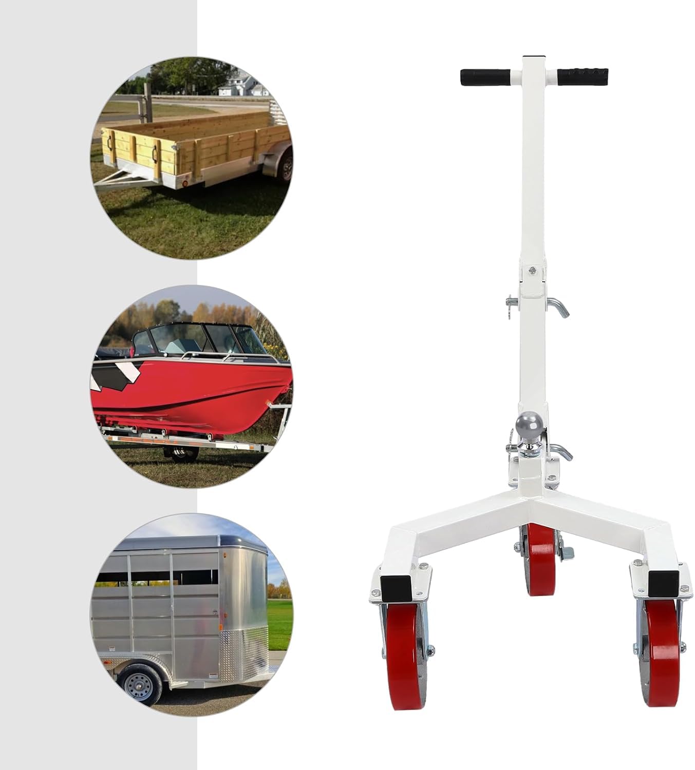 Trailer Dolly, 3500lbs Tongue Weight Capacity, Adjustable Trailer Dolly for Moving Heavy Equipment, Mover for RV, Boat, Camper, Enclosed Trailers, Adjustable Handle Length for Moving RV Trailer