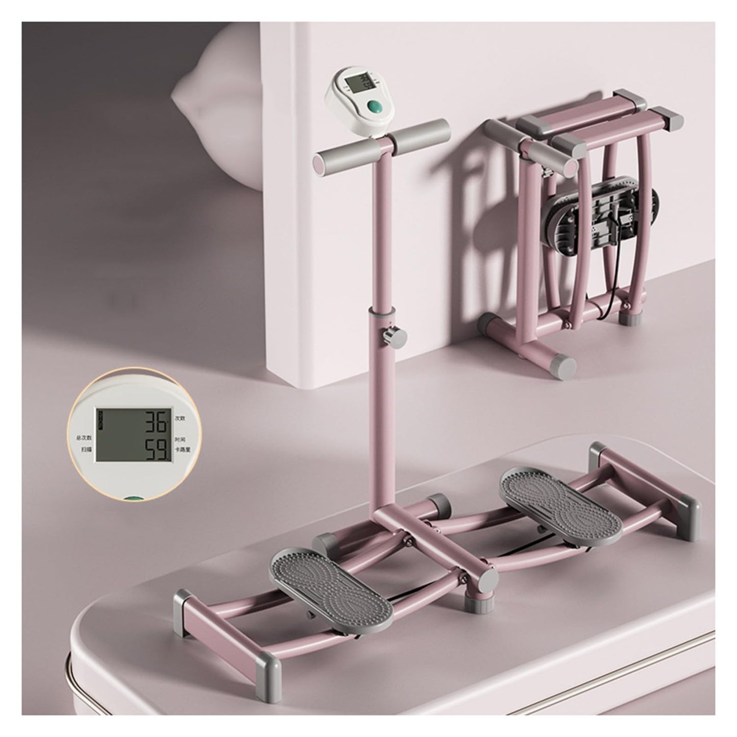 Integrated Home Fitness Ski Training Machine with Timer, Leg Trainer, Adjustable Pole