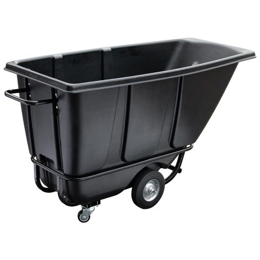 Fworkleft Tilt Dump Truck 850 lbs Capacity, 1/2 Cu.Yd Heavy Duty Trash Cart with Wheels, Forklift-Able Frame, Plastic Utility Dump Cart for Construction, Warehouse & Industrial Use