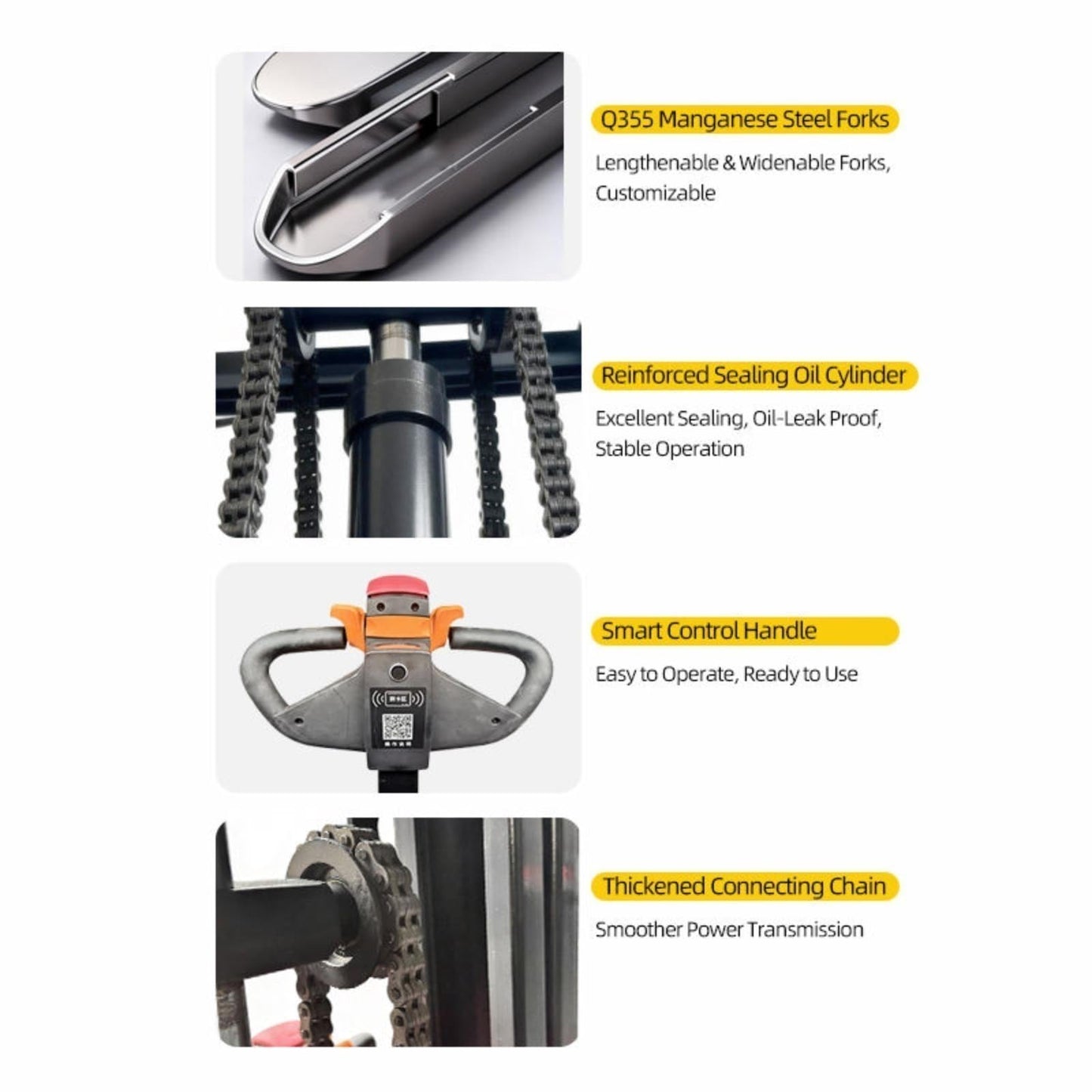 Electric Pallet Handler Stacker, Battery Powered Forklift Lift Truck, Walk Behind Hydraulic Stacking Equipment, Warehouse Material Handling Machine, Pallet Lifting System