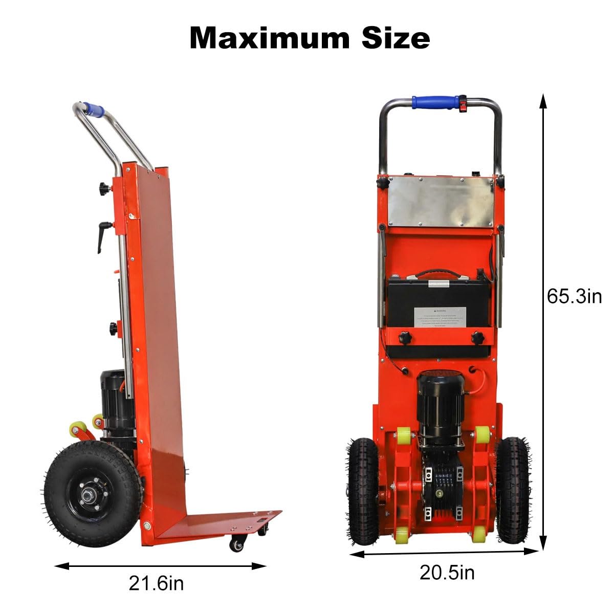 WMWZPYH Powered Stair Climbing Hand Trucks with Telescopic Handle, Electric Stair Climbing Dolly, Easily Handles Heavy Duty Loads Up and Down Stairs Heavy Duty Stair Climber Cart(Orange)