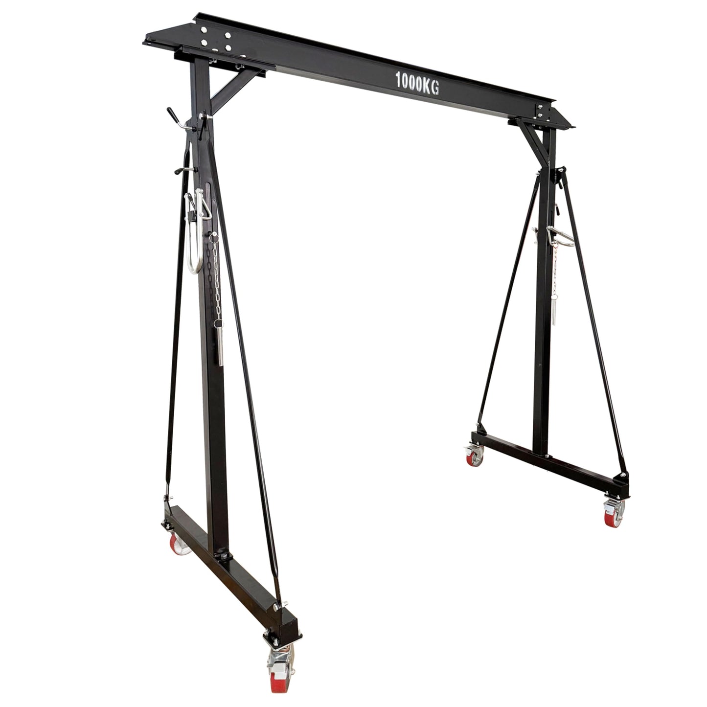 IntXanth Portable Gantry Crane Hoist Frame with 2204lbs Load Capacity Adjustable Height 94.5-141.7inch for Factory Warehouse Manual Small