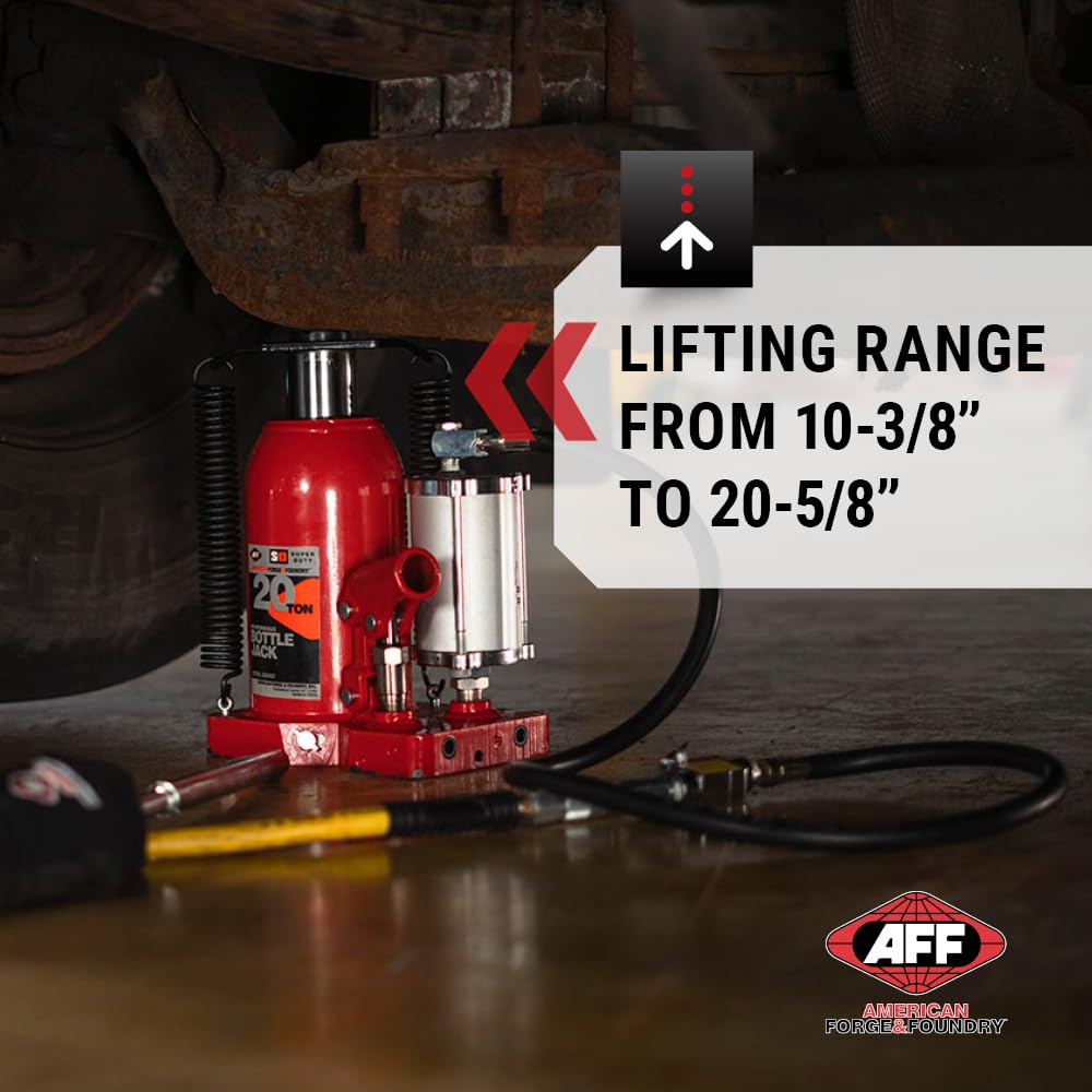AFF 20 Ton Bottle Jack - Manual & Air Assist Hydraulic Jack for Lifting Heavy Trucks & Equipment - Super Duty