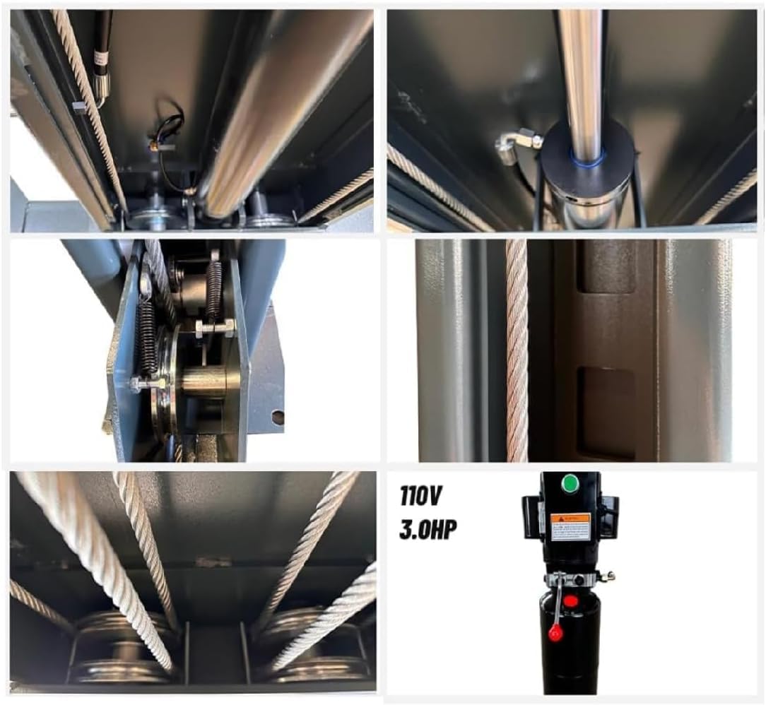 KT-4H110 11,000 Lbs 3.0HP 110V 4 Post Car Lift Heavy Duty Four Post Parking Storage Service Car Lift，84.5” Max Height Extra Tall Extra Wide Hydraulic System