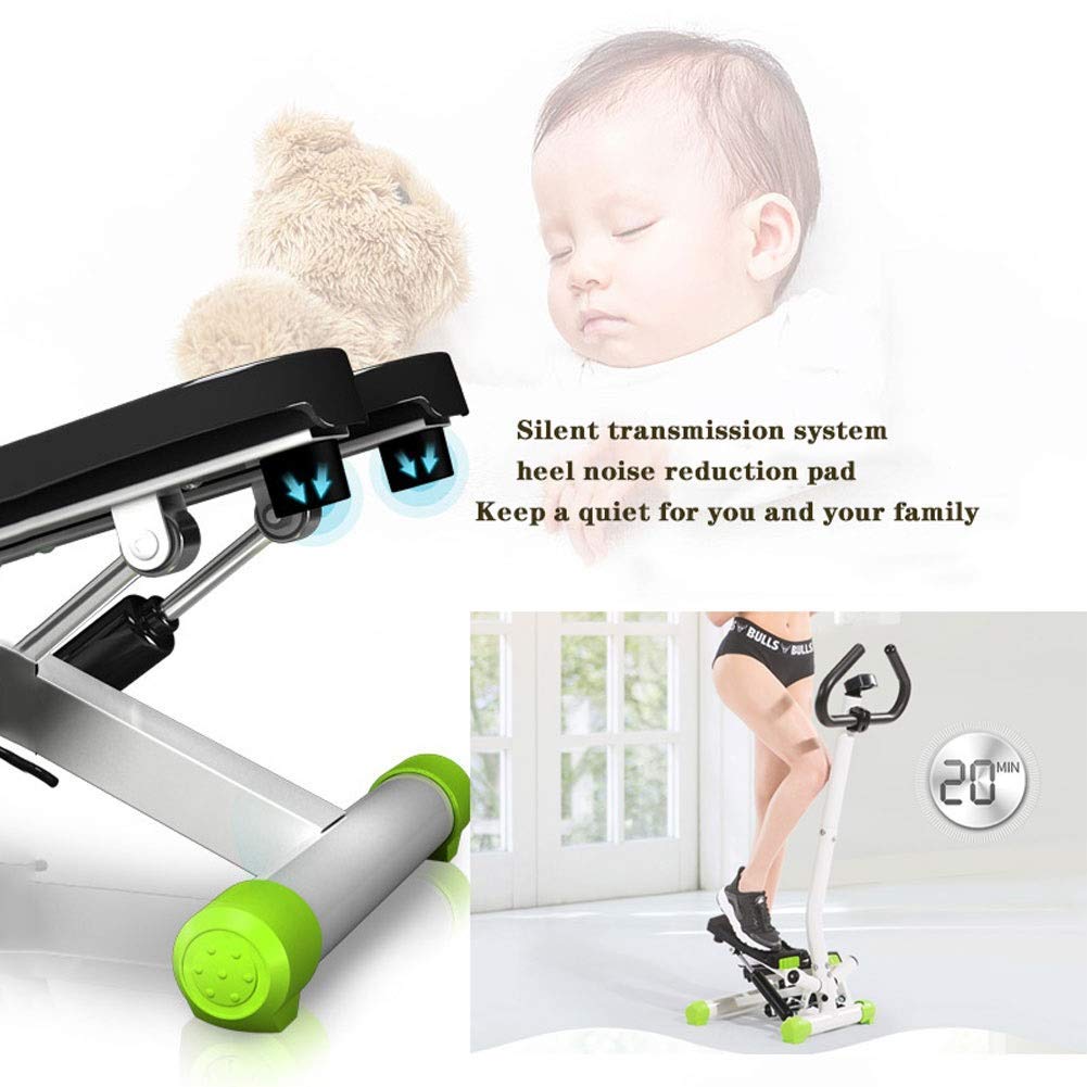 ZHCWEP Indoor Fitness Twist Stepper with Adjustable Resistance Compact Stair Stepper Fitness Machine with Handle and LCD Monitor Indoor Exercise Bike