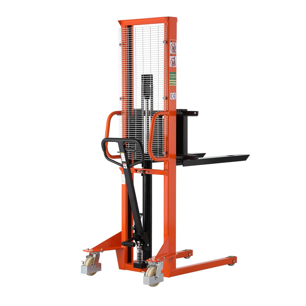 Tory Carrier Material Lift, Manual Pallet Stacker 63” Lifting Height, 1100lbs Capacity with Adjustable Forks Hydraulic Forklift Suitable for Open Bottom Pallets