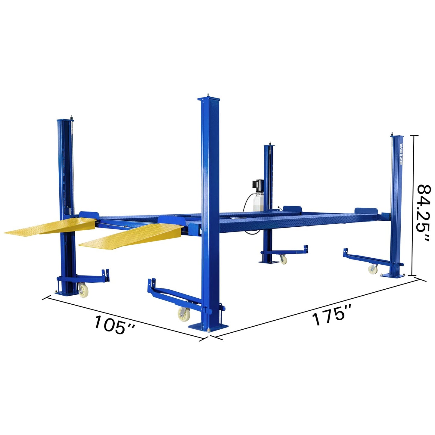 WEIZE 8500LBS 4 Post Vehicle Lift with Moving Casters, 110V/60Hz 1.5 HP Motor, Single Point Release, 71'' Max Lifting Height Portable 4 Post Auto Car Lift for Home Garage, Auto Shop, Vehicle Parking