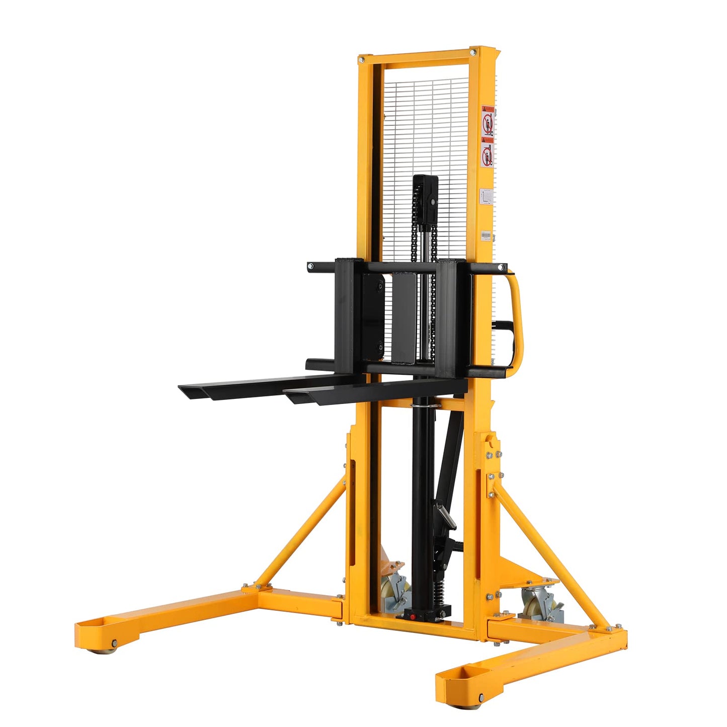 Aequanta Straddle Legs Manual Pallet Forklift Hand Pallet Stacker 1100lbs Capacity 63" Lifting Height with Adjustable Fork