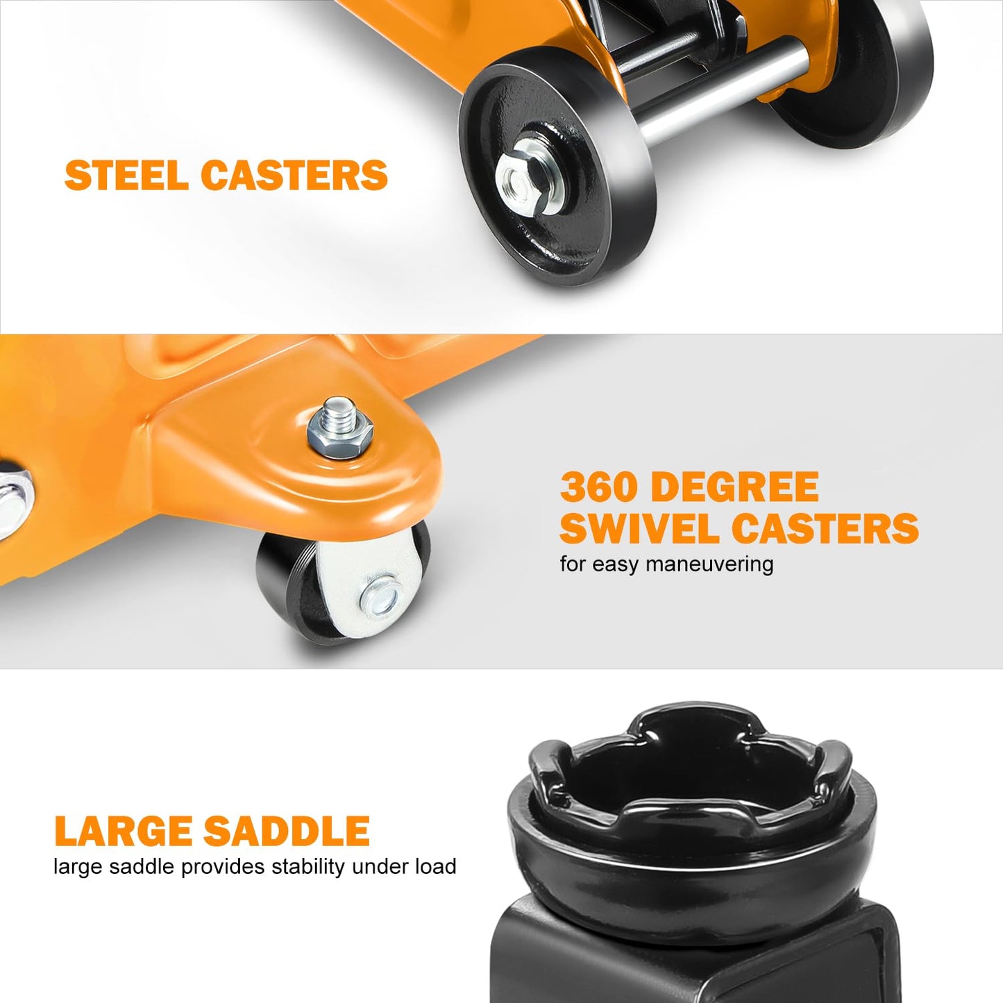 DNA Motoring Low Profile Hydraulic Trolley Service/Floor Jack, 2 Ton (4000 lbs) Capacity, Lifting Range 5.1"-13", Orange, TOOLS-00474-OG