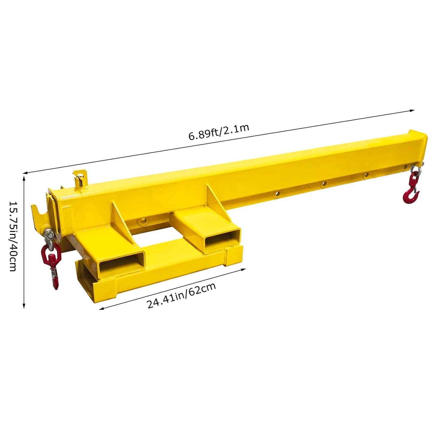 TECHTONGDA Dual-Direction Forklift Jib Crane - 6600 Lbs Telescoping Boom Works in Transverse & Longitudinal, Adjustable Mobile Crane Lifting Hoist Jib Boom with 2 Hooks, Forklift Attachment