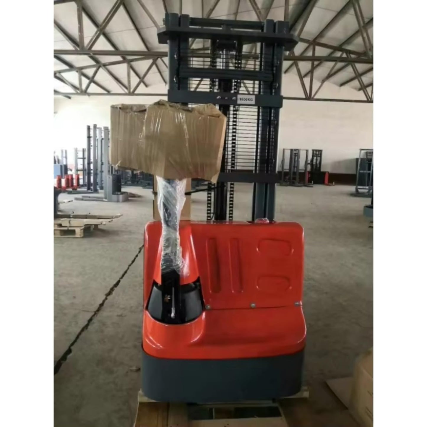 Electric Powered Pallet Stacker – Heavy Duty Lift Truck for Warehouse Material Handling – 1.5 Ton Capacity Electric Forklift Stacker for Industrial Use