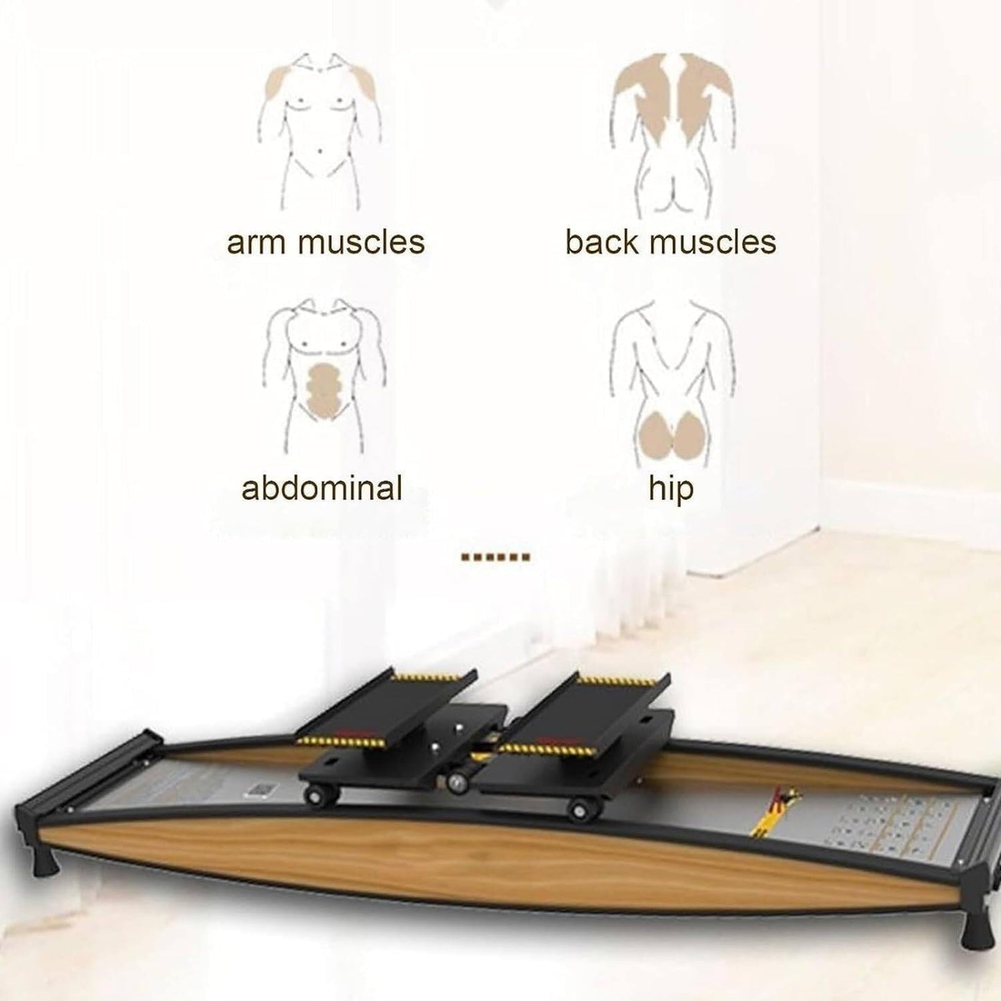 PLYLAY Ski Training Device, Snowboard,Ski Exercise Machine, Indoor Simulation Ski Rowing Aerobic Equipment,with Walking Stick, for Waist, Abdomen and Leg Training Machine