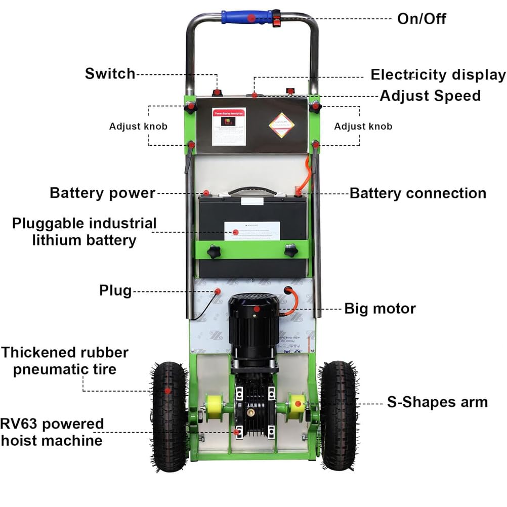 Electric Stair Climber Heavy Object Sack Truck Removable Battery Load Capacity for Straight Curved Stairs Effortless Heavy Load Transport Electric Stair Climbing (G)