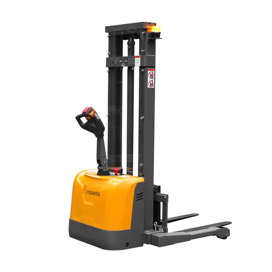 Full Electric Pallet Stacker, Heavy-Duty Lift Trucks with Straddle Leg and Adjustable Forks for Efficient Warehouse Operations, Pallet Lifts Stackers with Built-in Charger